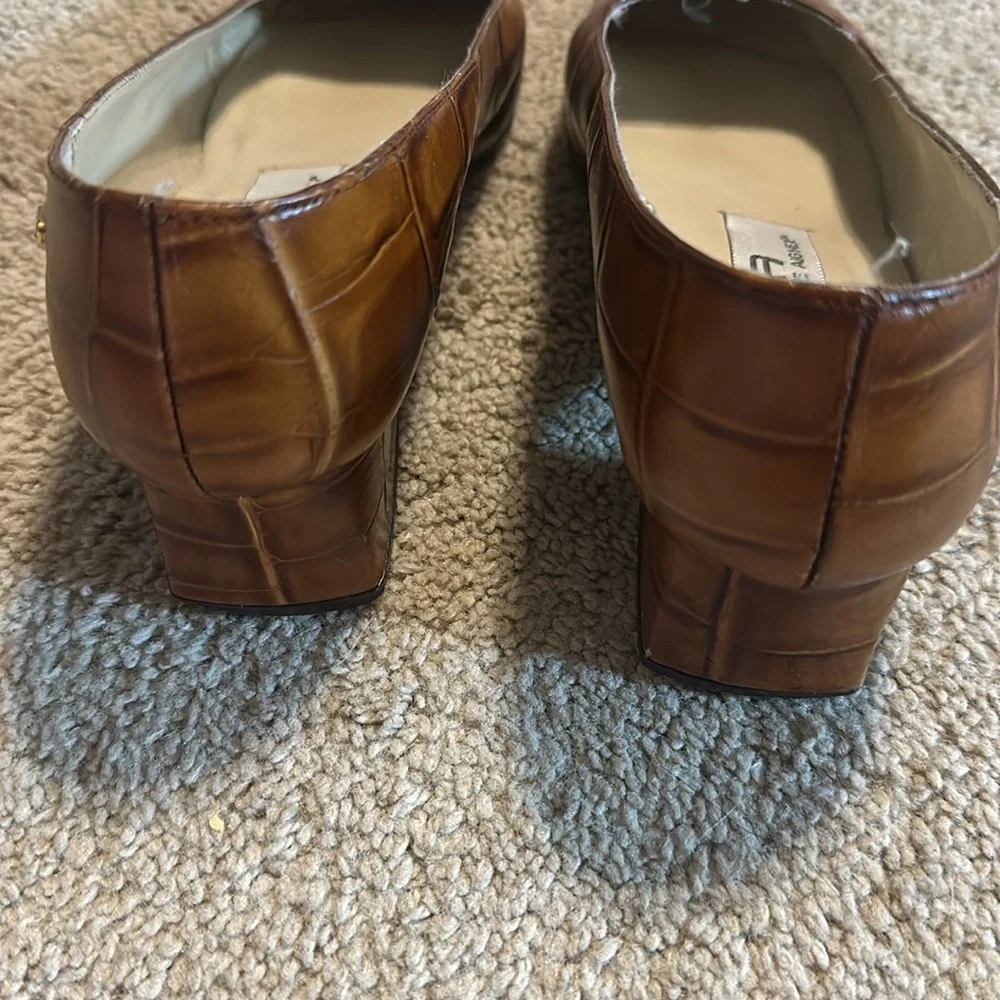 Etienne Aigner Leather Block Crocodile Dress Shoes Womens 6 Grandmacore Business - Picture 7 of 7